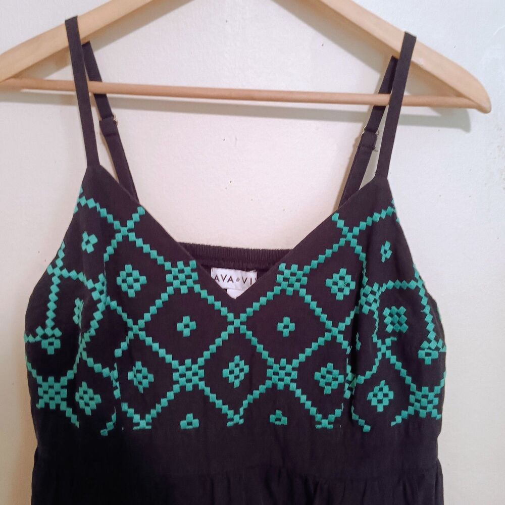 Ava & Viv Embroidered Bodice Maxi Dress-Size X/US 14-Tiered-Adj Straps-Pockets - Picture 3 of 8